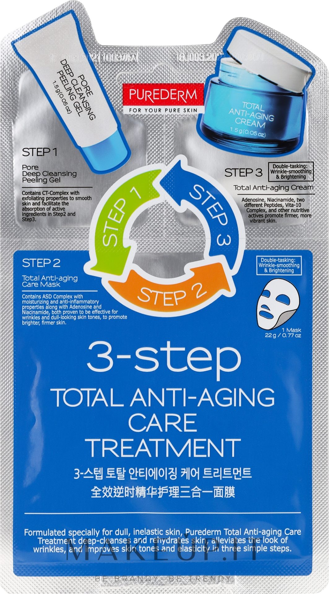 PUREDERM 3-step Total Anti-aging Care Treatment, 1,5 g + 22 g + 1,5 g - Image 3