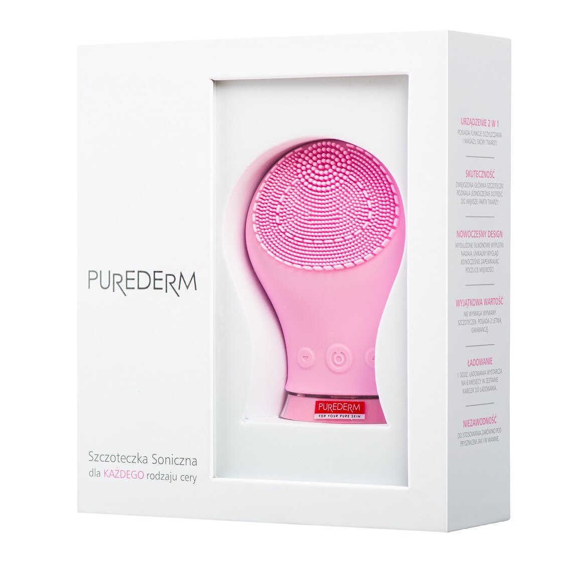 PUREDERM Recharge Silicone Facial Brush PINK, 1 pc - Image 3