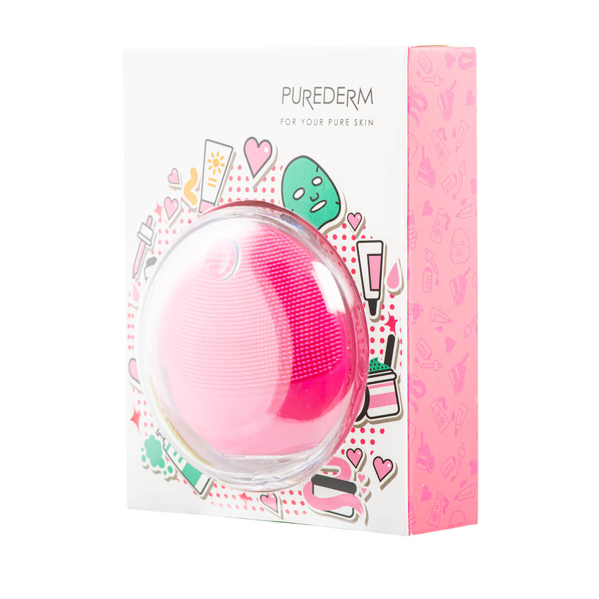 PUREDERM Travel brush for facial Cleansing PINK, 1 pc - Image 3